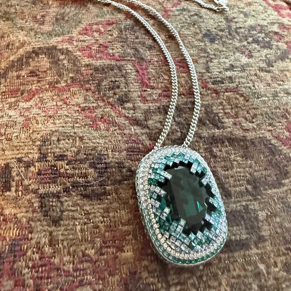Swarovski Emerald and Silver Necklace